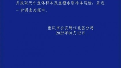​一公园观赏鱼大量死亡，死鱼装满30余编织袋，警方通报