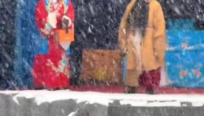 豫剧团-8℃暴雪天演出，台下仅一名观众坚守4小时看完全程，团长：无论有没有观众，都要坚持唱完