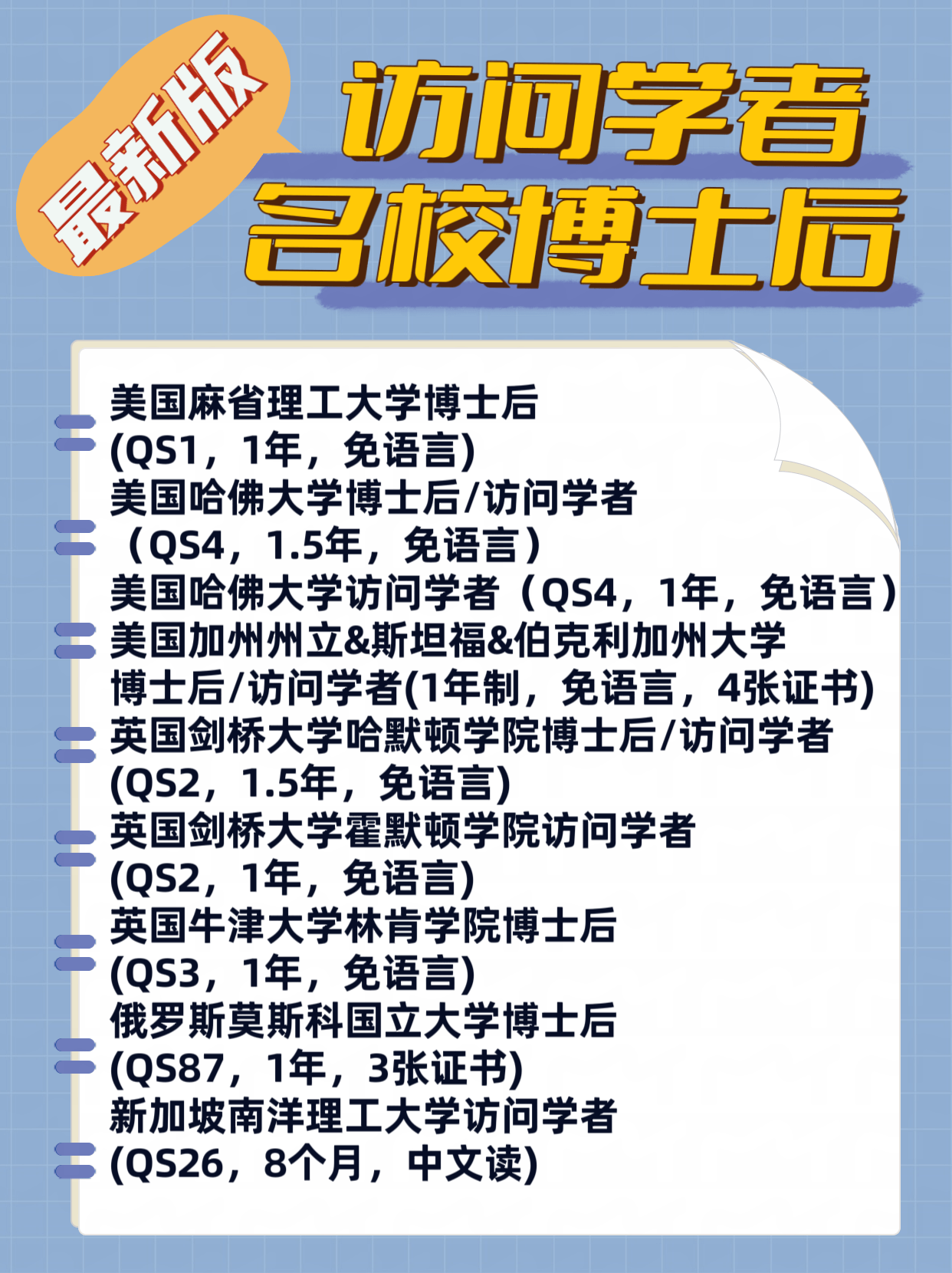 哈佛大学博士后项目介绍